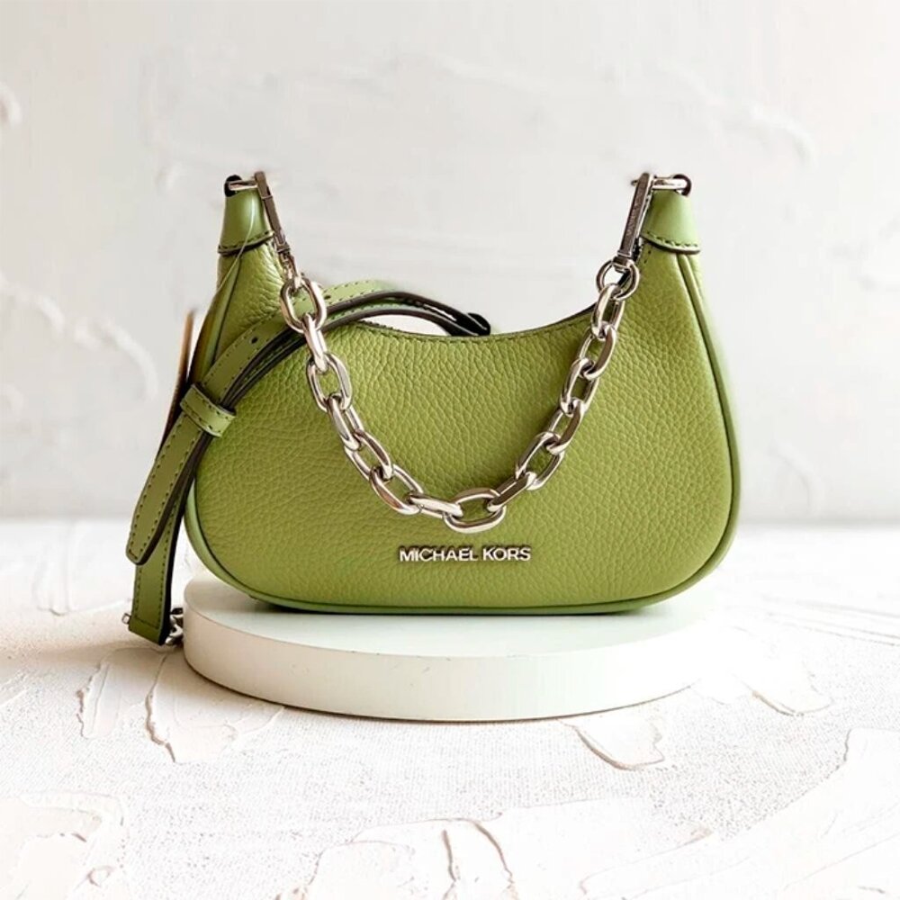 S Michael Kors Cora Mini Zip Pouchette Army Green Crossbody Purse 35R3S4CC5L NWT - Picture 12 of 14